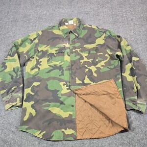 Vintage Prentiss Outdoors Jacket Mens 2XLT Green Camo Quilted USA Hunting 80s